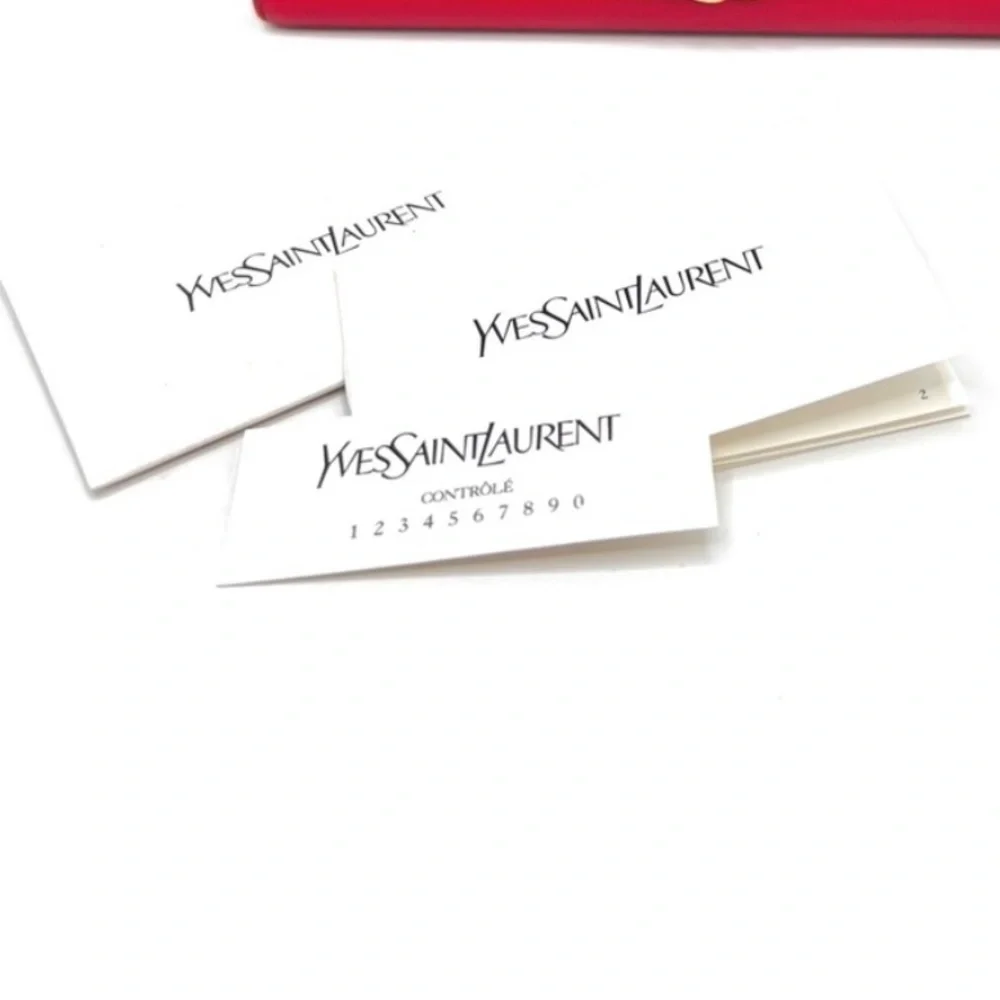 Authentic YSL Yves Saint Laurent Red Leather Classic Y-Ligne Wallet W/ Care Card